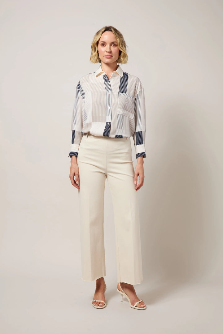 Striped Collage Cropped Shirt