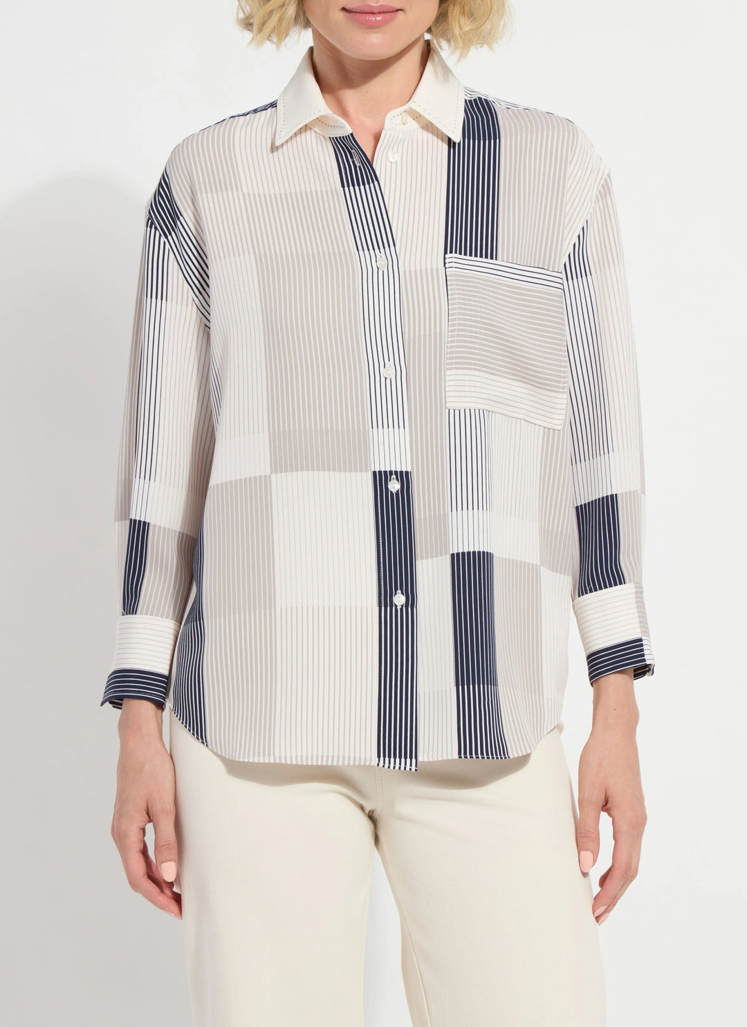 Striped Collage Cropped Shirt