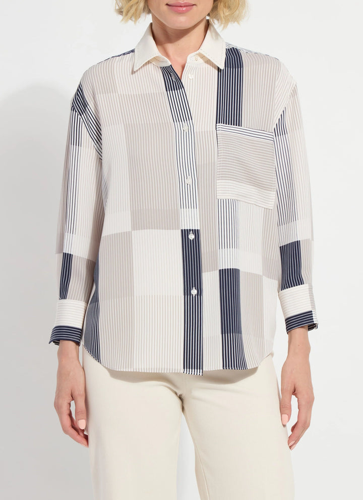 Striped Collage Cropped Shirt