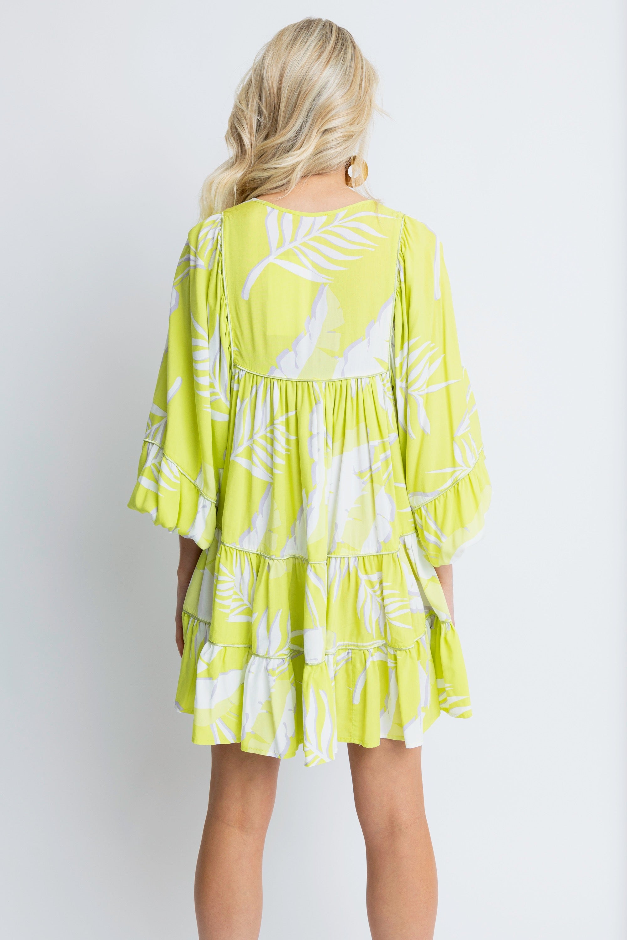 Boho Palm Babydoll Dress