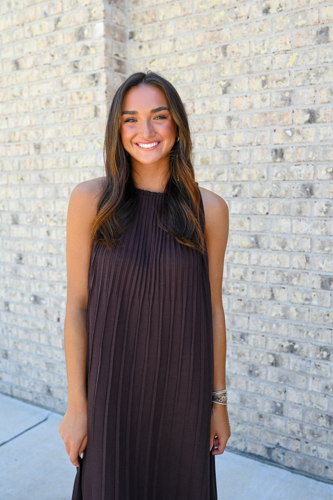 Dark Brown Selene Halter Dress