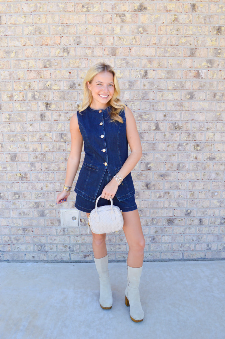 Denim Vest & Shorts Set