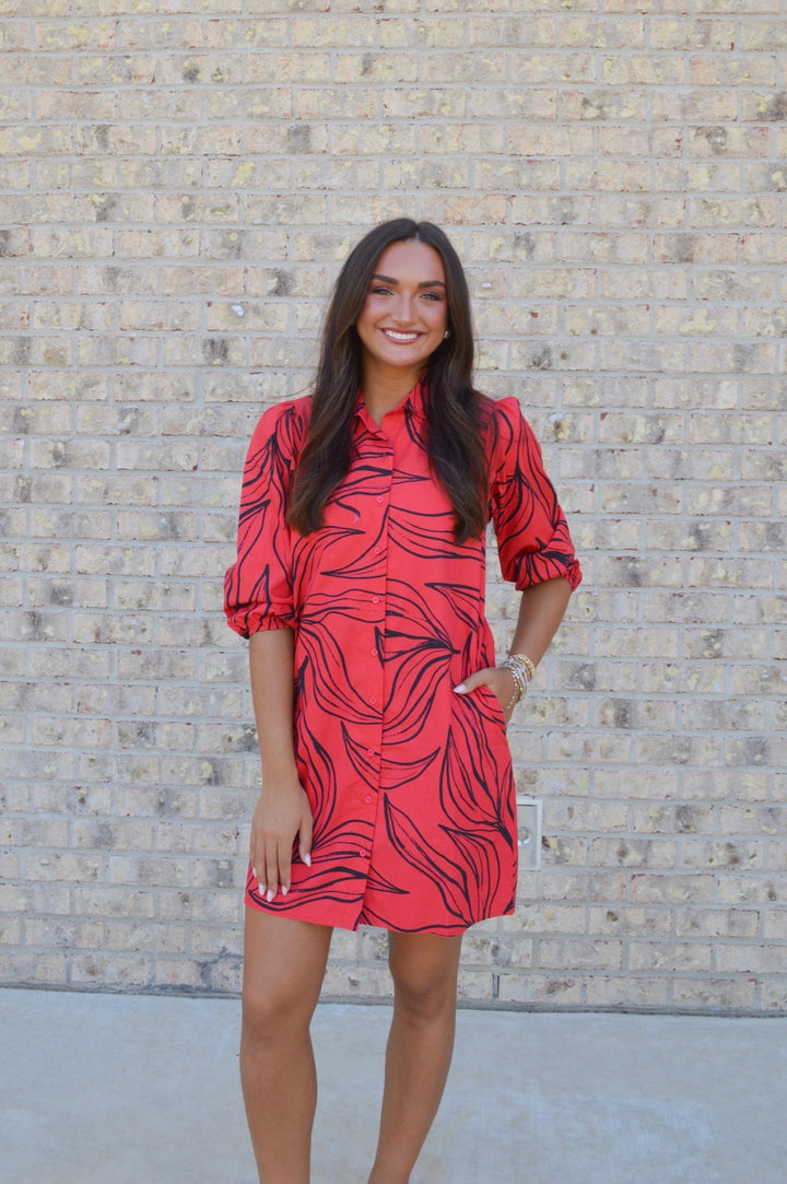Ava Red & Black Dress
