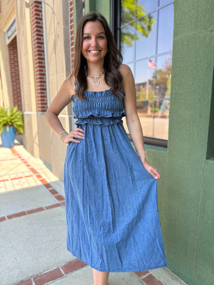 Blue Chambray Midi Dress