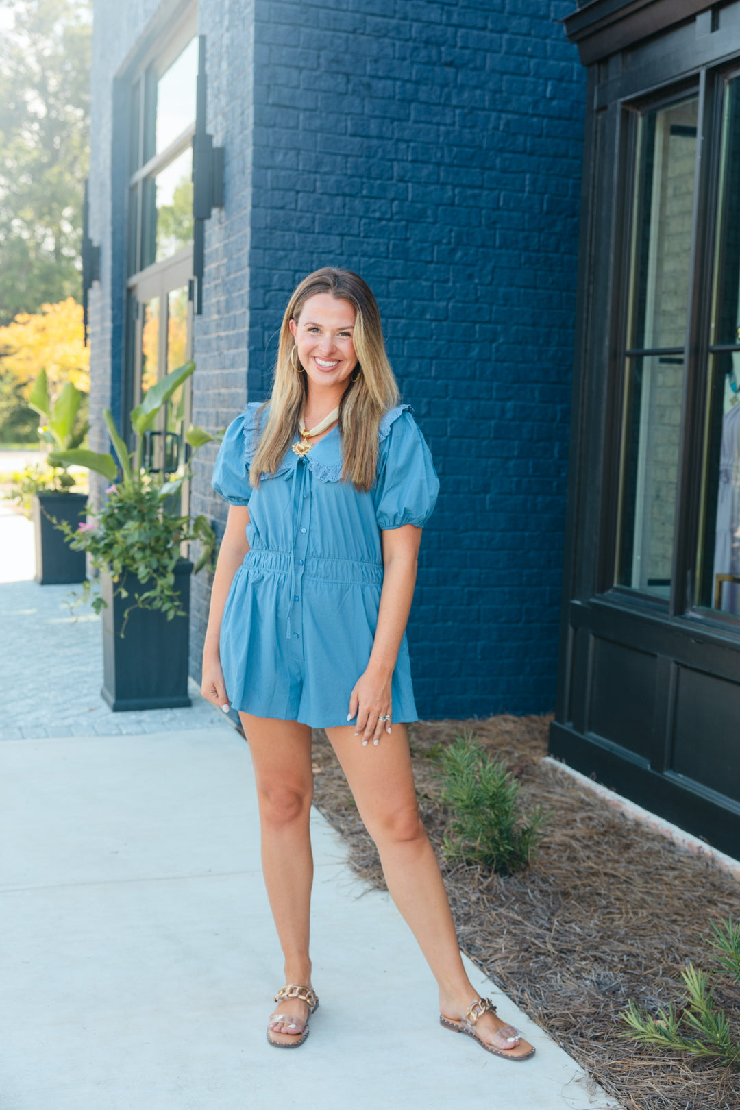 Blue Babydoll Romper Shop Wrens Blue Babydoll Romper Shop Wrens