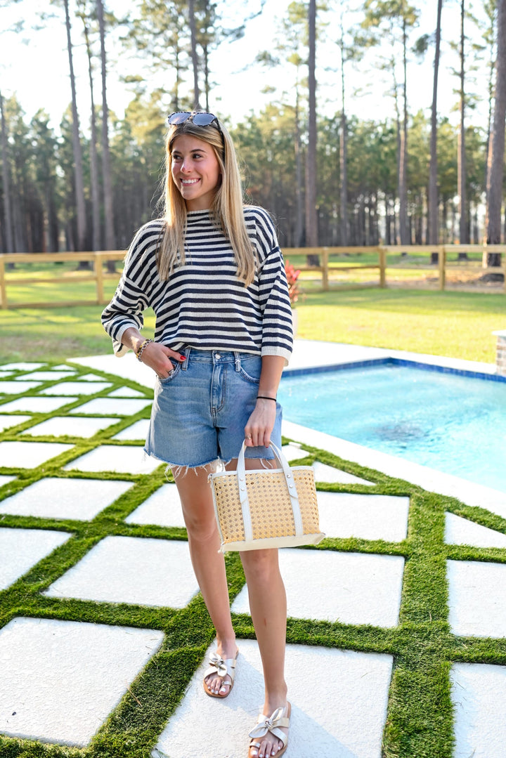 Veneto Navy Striped Top