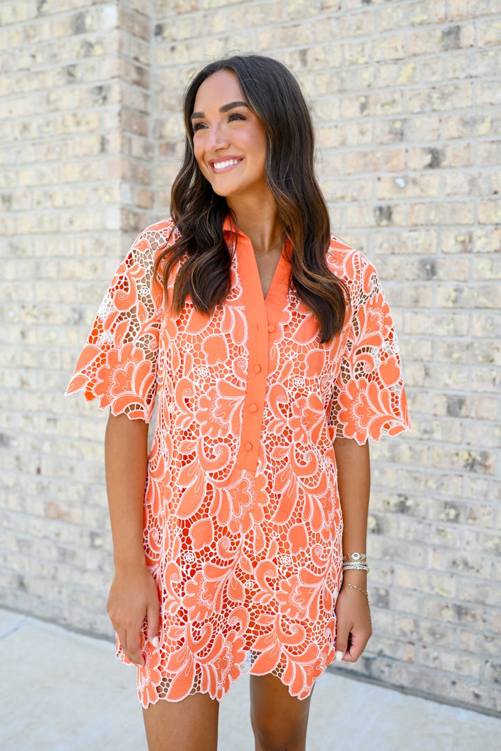 Citrus Lace Placket Dress