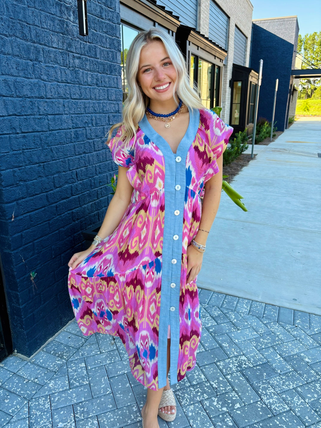 Pink Abstract Maxi Dress