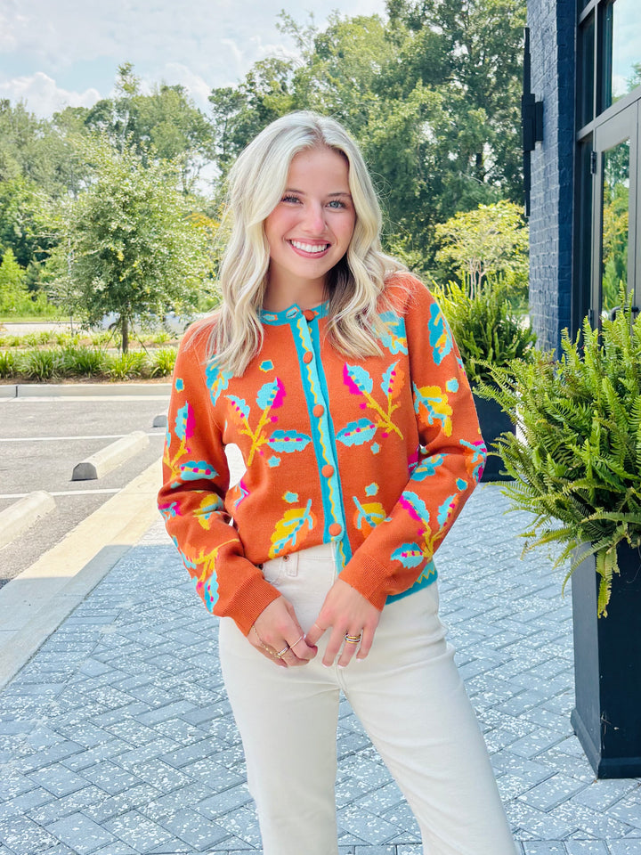Vibrant Button-Down Sweater