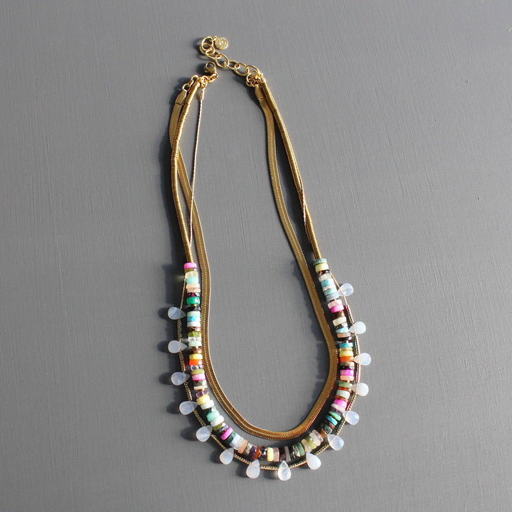 Triple Strand Multicolor Necklace
