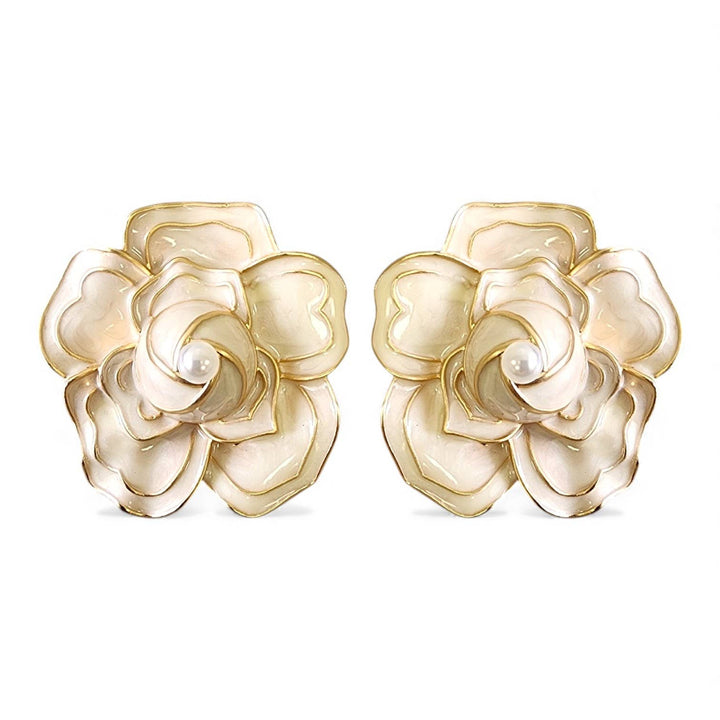 White Rose Flower Earrings