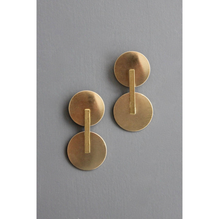 brass geometric post earrings