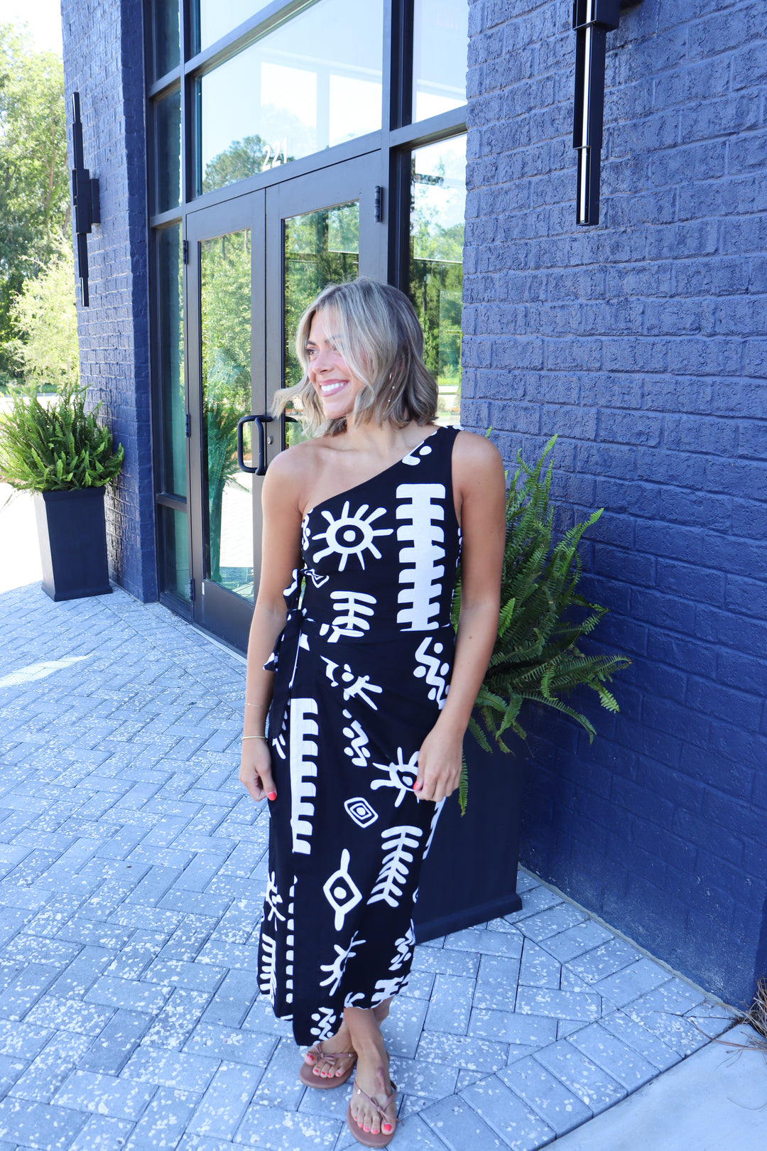 Geometric One Shoulder Dress