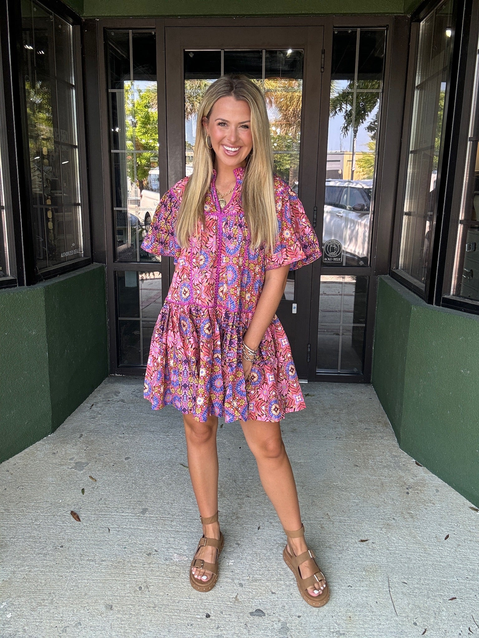 Brushed Floral Mini Dress