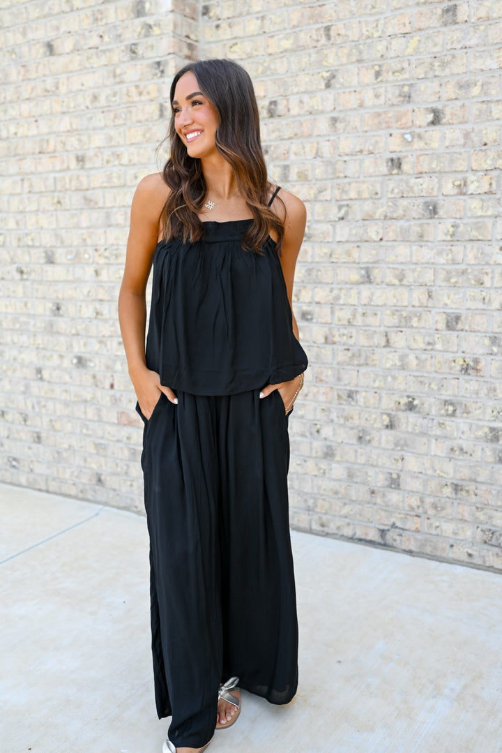 Black Wide Leg Flowy Pants