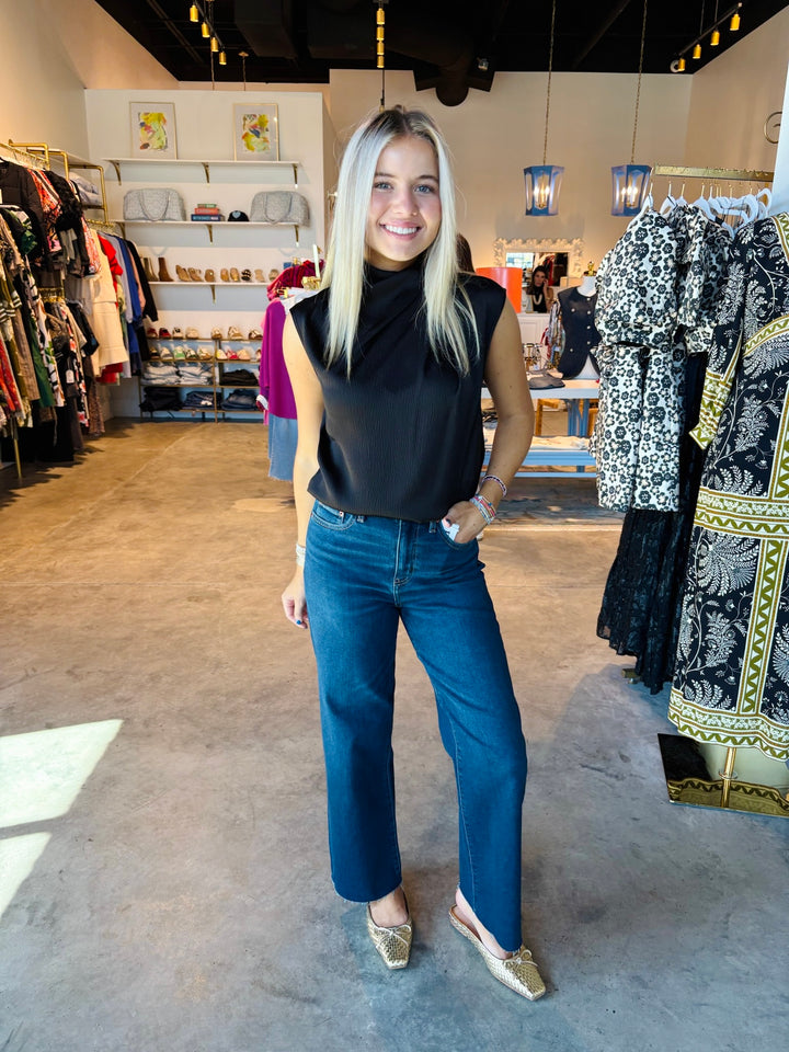 Double Espresso High Neck Blouse