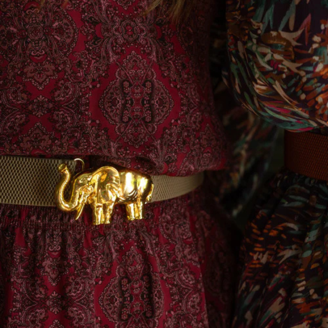 Elephant Artisan Interchangeable Belt Buckle w/ Gold Finish