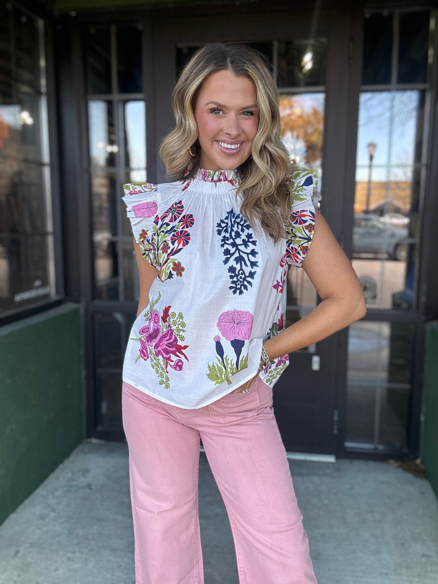 White Floral Top