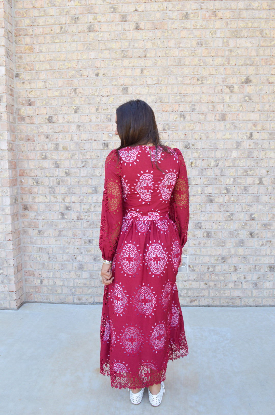 Embroidered Eyelet Set in Burgundy