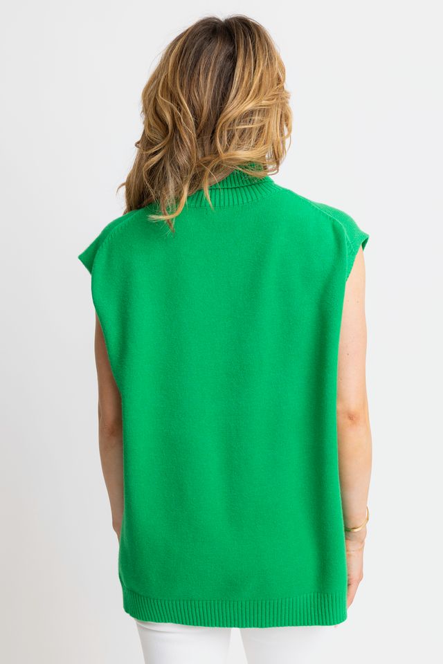 Green Sleeveless Turtleneck Sweater