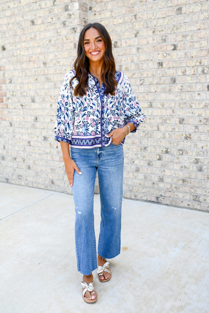 Vintage Meadow Trim Blouse