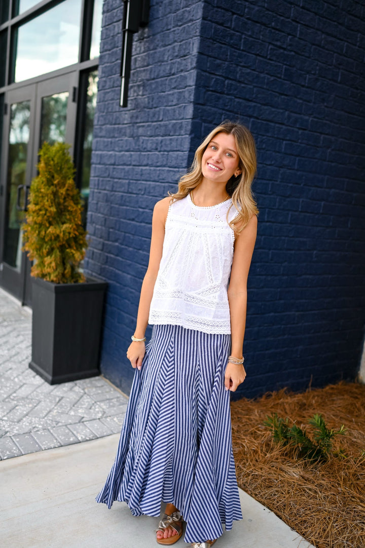 White Crochet Sleeveless Top