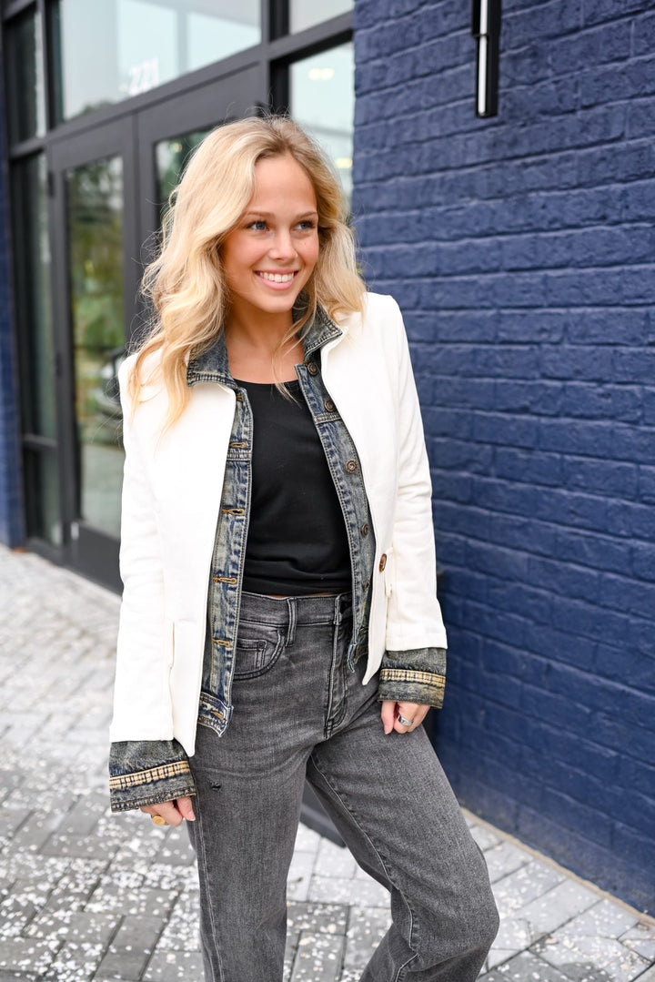 Mixed Media Ivory/Denim Jacket