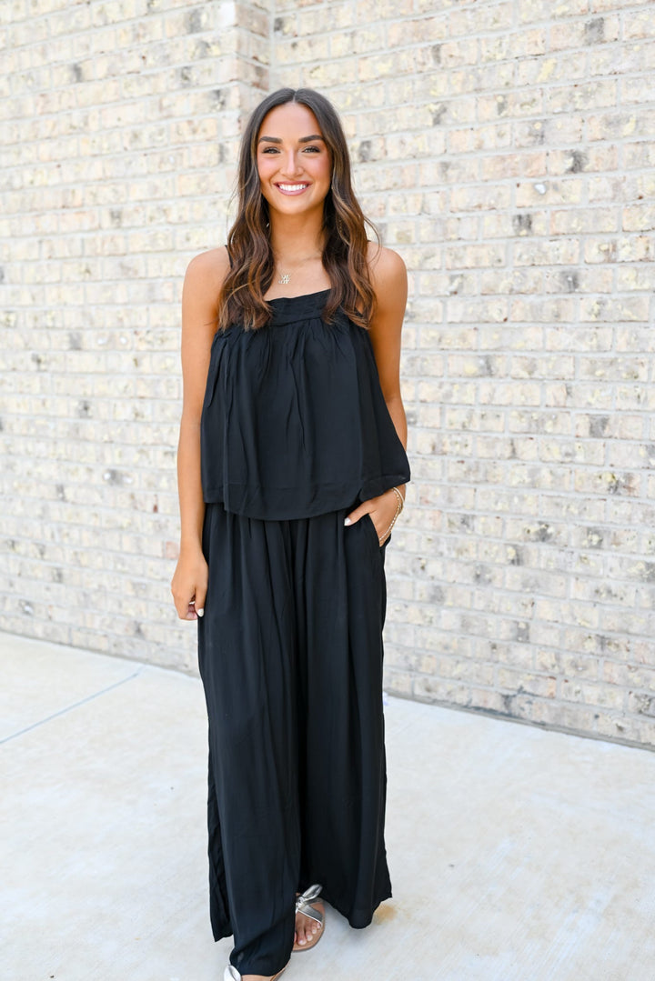 Black Wide Leg Flowy Pants