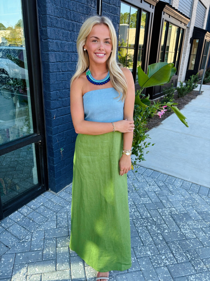 Colorblock Linen Maxi Green and Blue