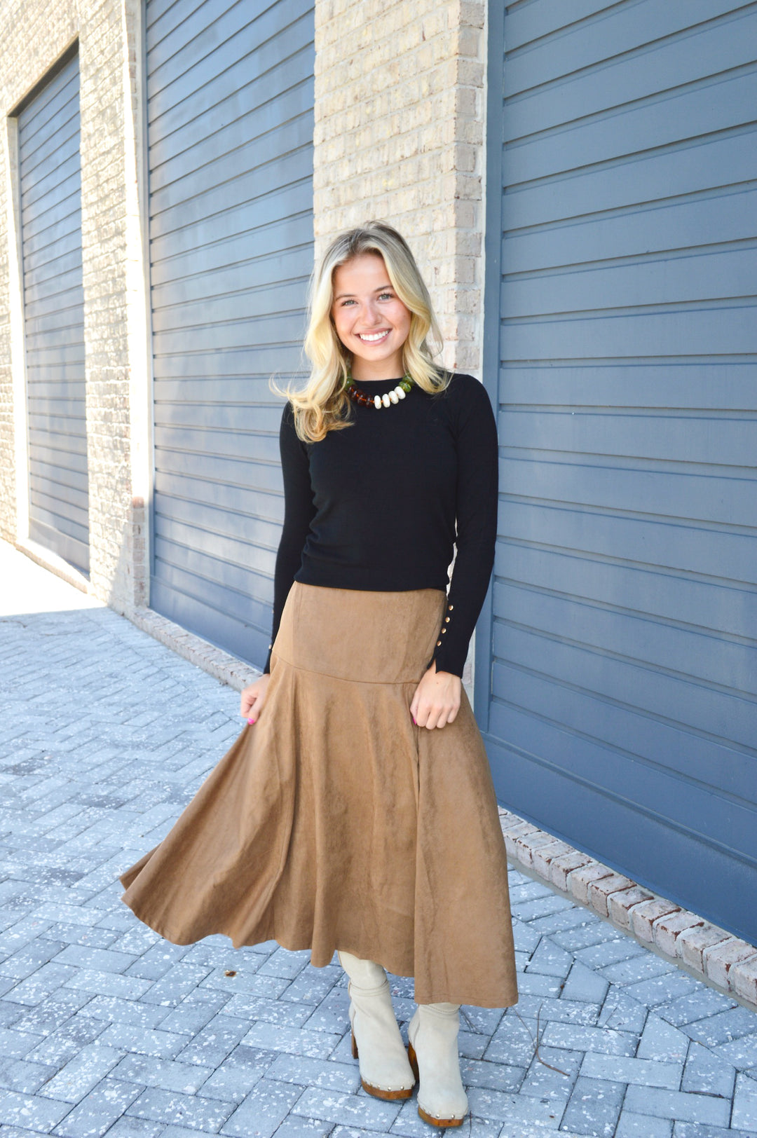 Microsuede Flare Skirt