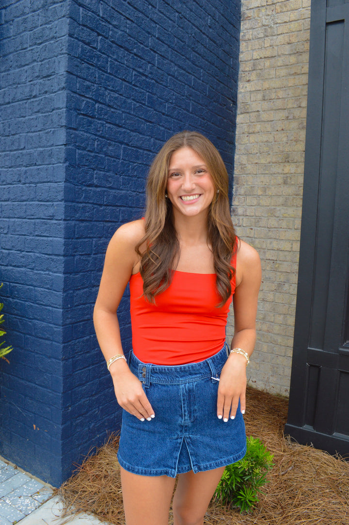 Solid Square Neck Tank Bodysuit