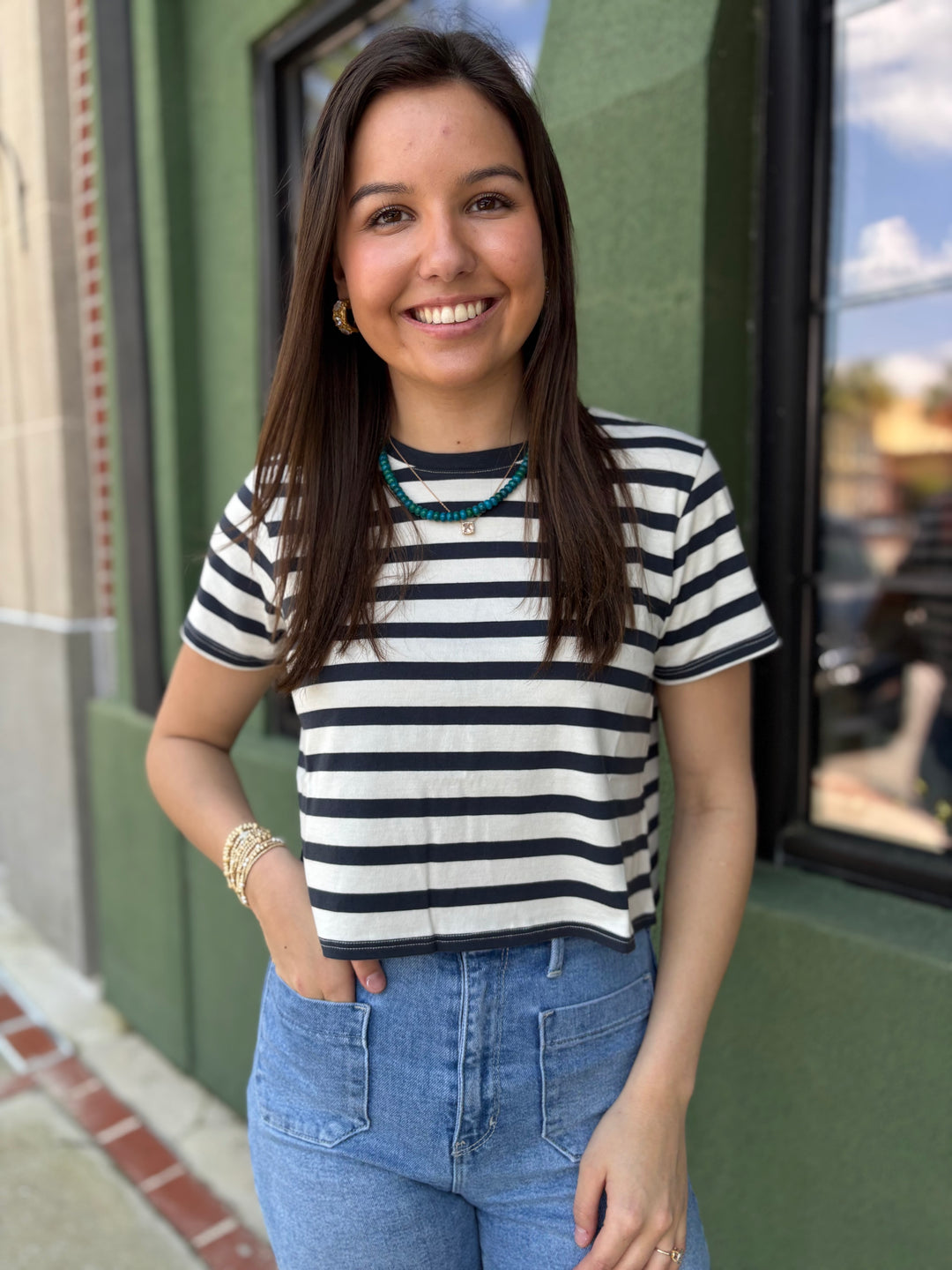 Stripe Cropped Tee