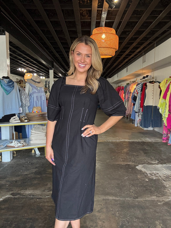 Black Cinched Waist dress