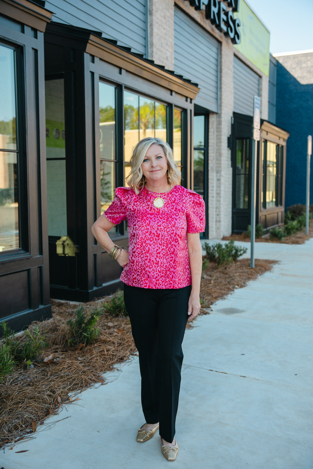 Berry Leopard Short Sleeve Top