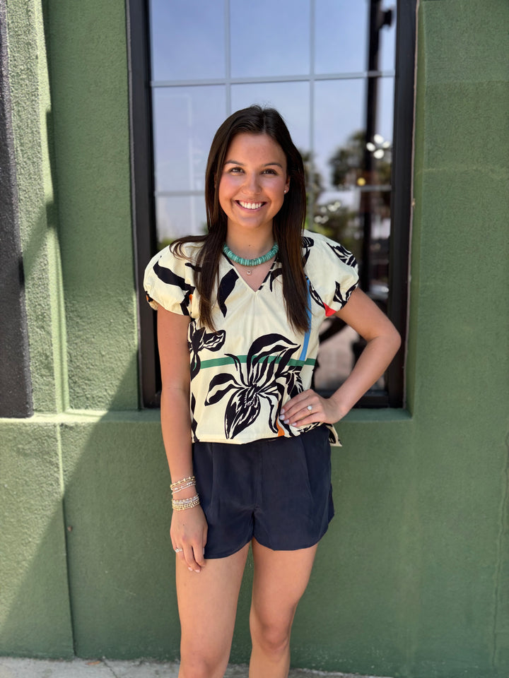Ada Blouse in Floral Stripes