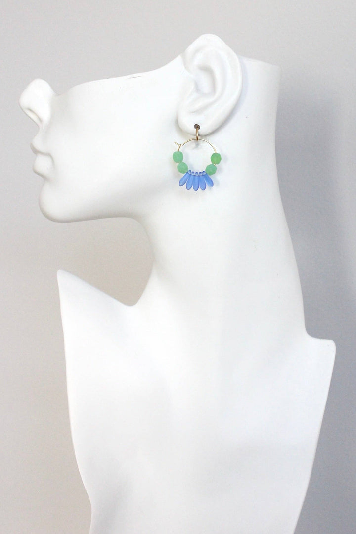 Cobalt and Mint Hoop Earrings