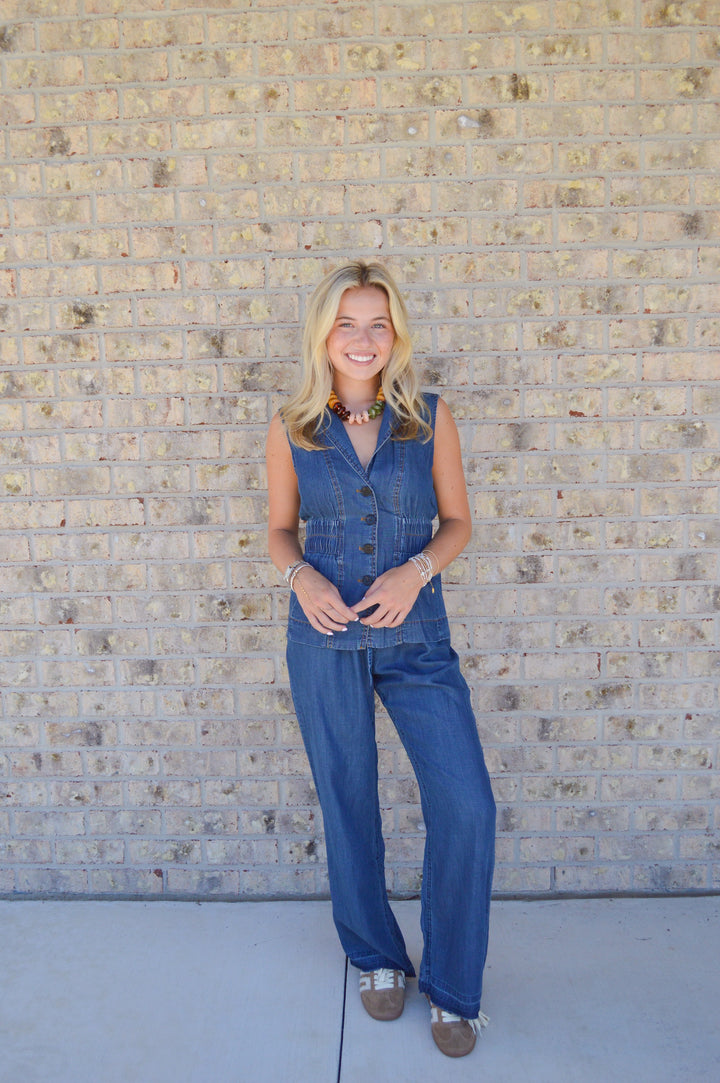 Navy Wash Pant Set