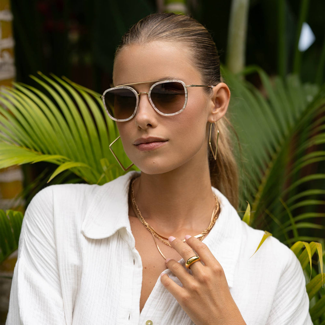 Weston Acetate Round Unisex Sunglasses : Light Pink / Brown