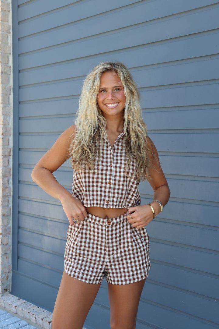 Mustang Gingham Shorts Set