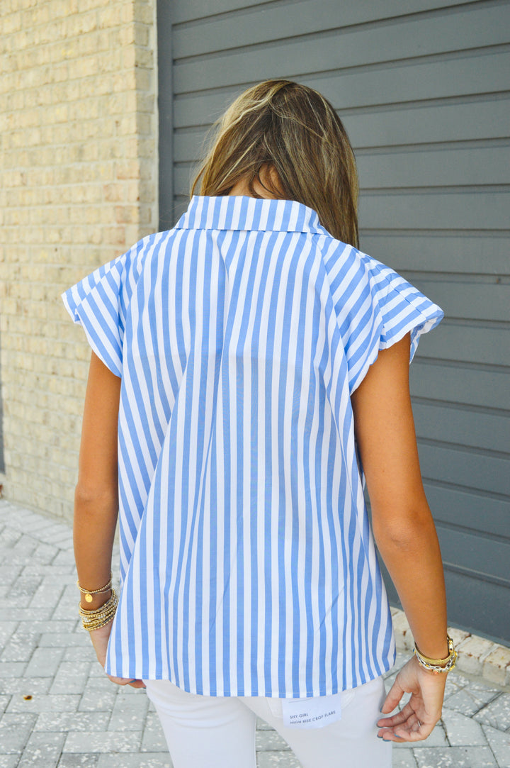 Striped Bubble Sleeve Top