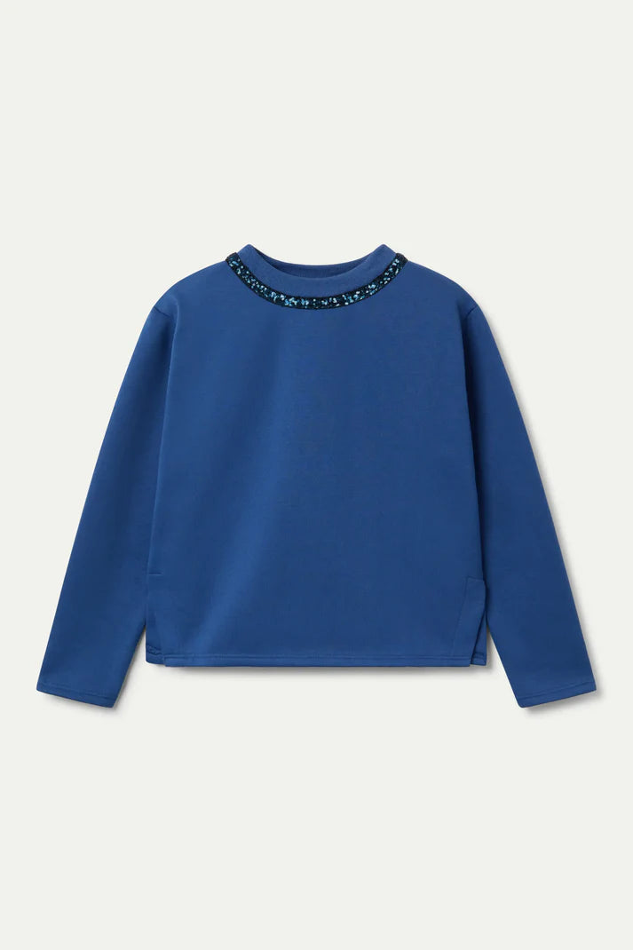 Blue Sequin Crewneck Sweater