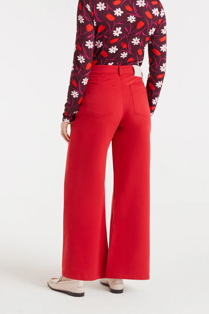 Straight Leg Red Denim Pants