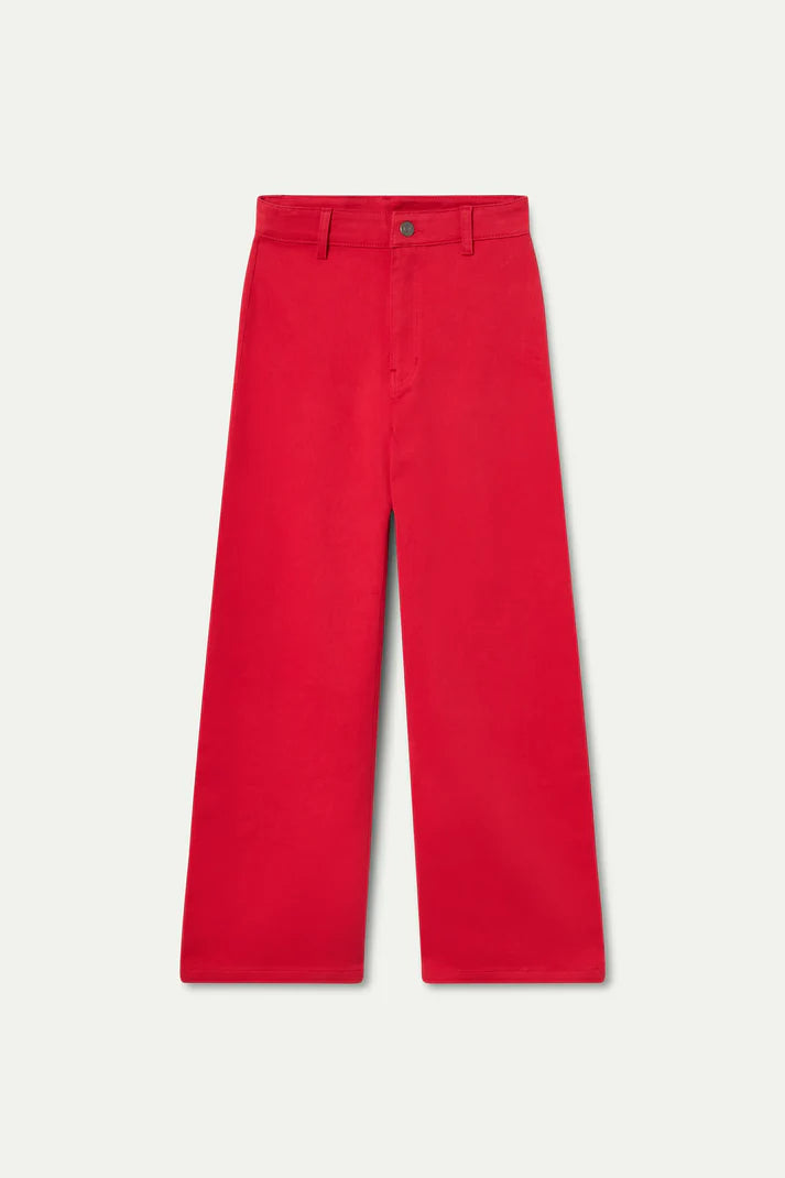 Straight Leg Red Denim Pants