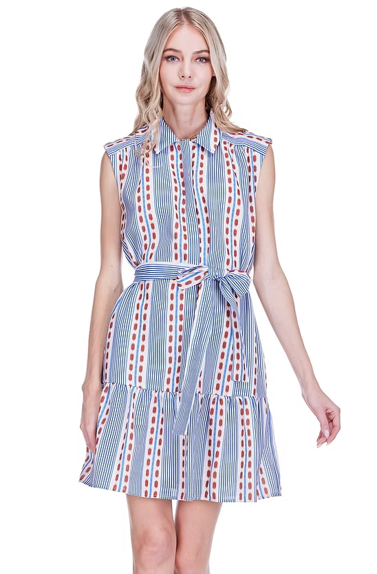 Colonial Stripe Sleeveless Dress