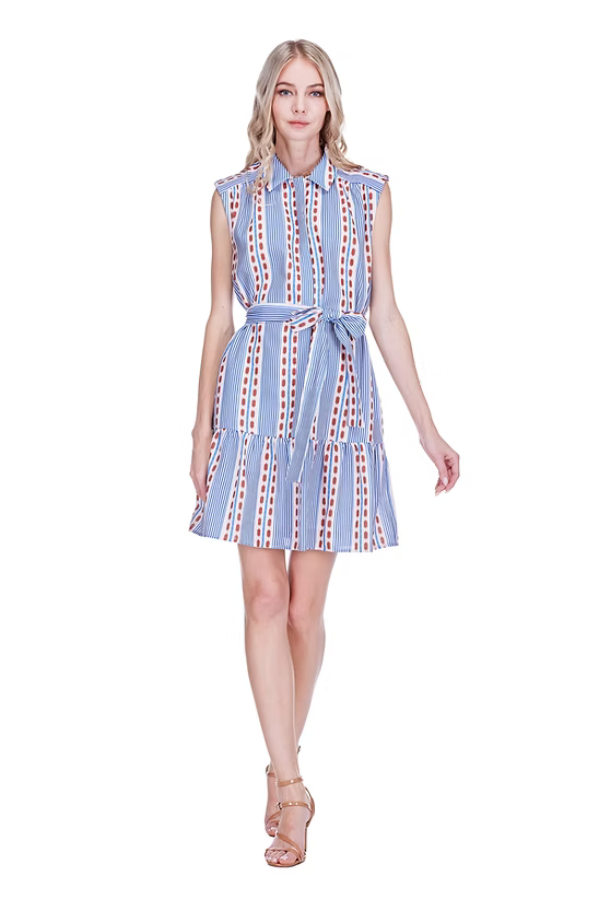 Colonial Stripe Sleeveless Dress