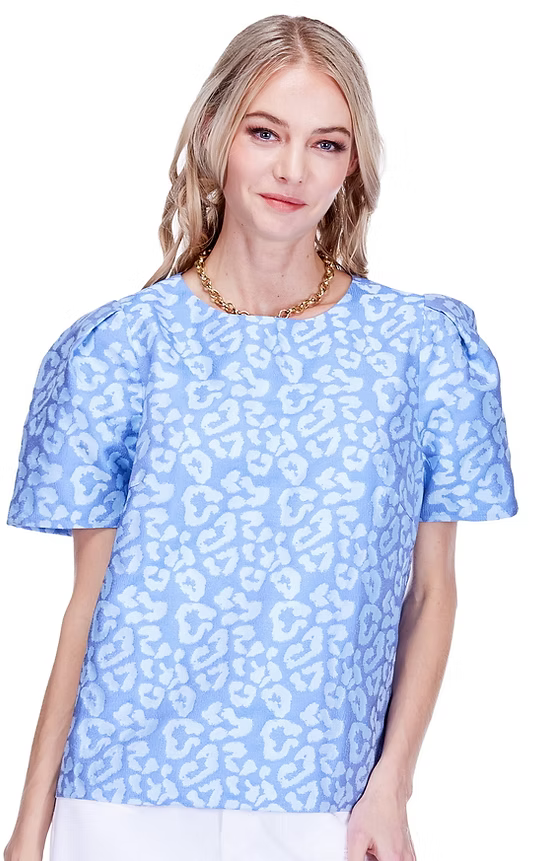 Blue Leopard Short Sleeve Top