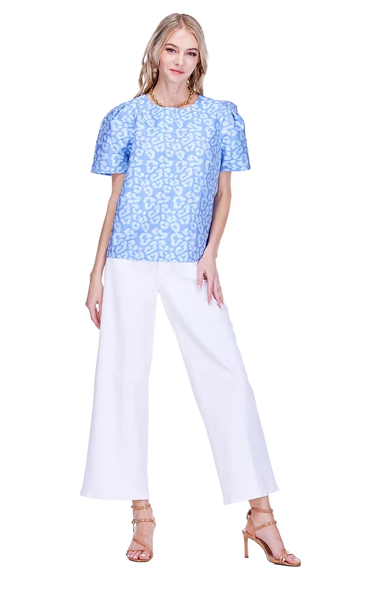 Blue Leopard Short Sleeve Top