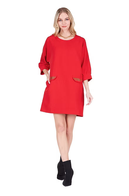 Red Studded Shift Dress