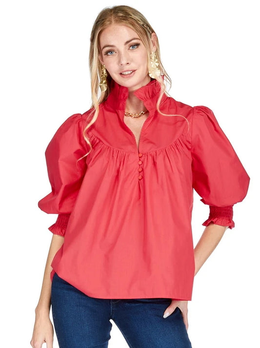 Red Yoke Blouse