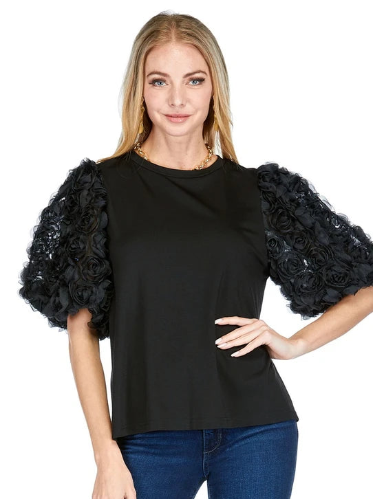 Rosette Black Top